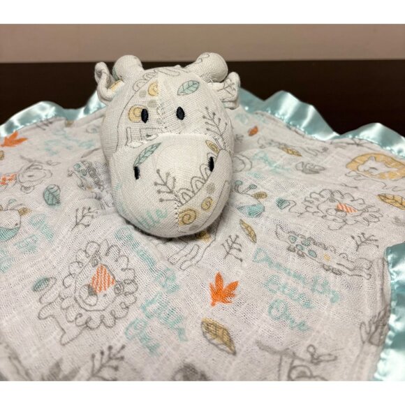 Bananafish Blue Satin Trim Baby Lovey Security Blanket Plush Giraffe Head Safari - Picture 2 of 7